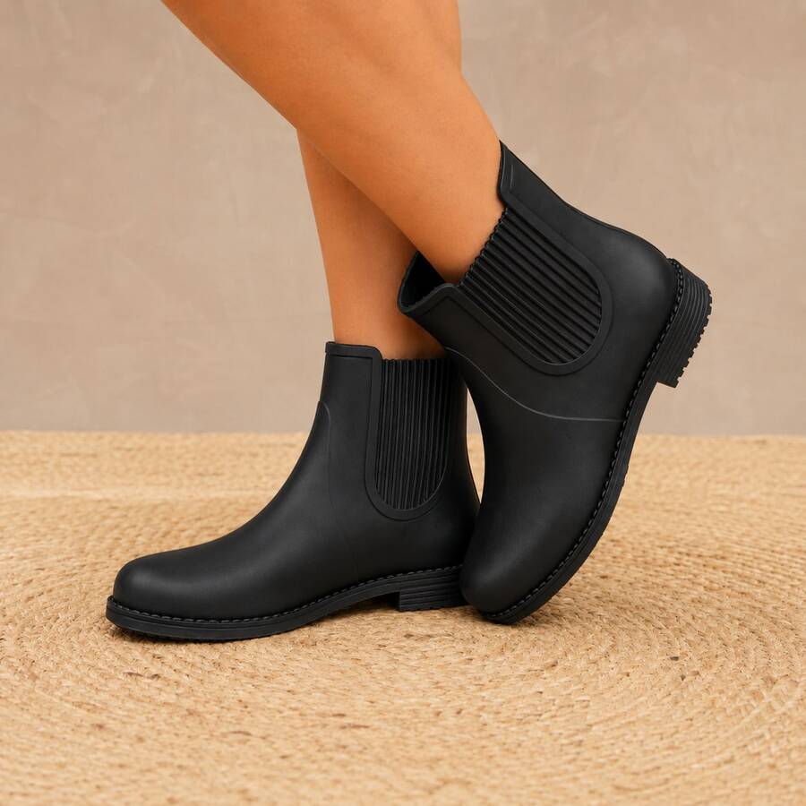 Women's Mid-Top Black Boots/Rain Boots - màu đen - Xem 1