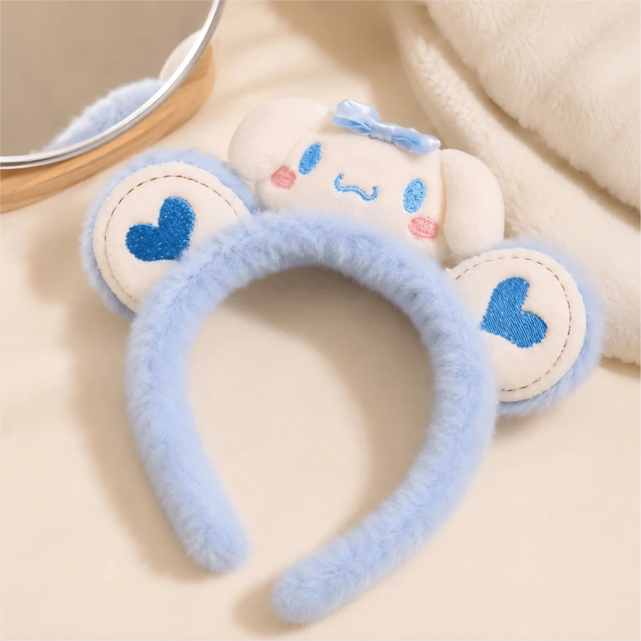 MINISO Sanrio Cinnamoroll 1入 藍色絨毛 SPA 髮帶 可愛柔軟 洗臉化妝護膚美妝髮箍 - 淺藍色 - 查看 1