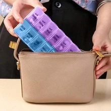 1PC Double Row 14-Compartment Pill Box; Portable Weekly Medication Storage Box; Sealed Moisture-Proof, Easy Open And Close, Compact And Portable; Visible Body, Daily Reminder To Take Medicine; Random Color - 1pc - View 7
