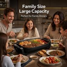 Aoran Upgraded Extra Large Deep Electric Skillet With Glass Lid, Nonstick Electric Frying Pan, Adjustable Temperature Control, Multi-Function Cooker For Steak, Bacon, Eggs, Seafood And Vegetables, Fast Heating, Easy Clean, Family Size Cooking Pan - US A Type Plug(110-127V) - View 4