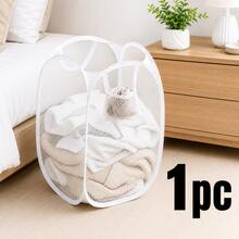 1 buah/2 buah Keranjang Cucian Jaring Lipat, Keranjang Cucian Pop-Up Hitam & Putih dengan Kantong Samping, Tempat Penyimpanan Pakaian Lipat yang Bernapas, Cocok untuk Kamar Tidur, Kamar Mandi, Asrama, Ruang Cuci - MultiWarna - View 11