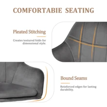 Goeurvant Modern Grid-Stitched Upholstered 360° Swivel Dining Chairs With Armrests And Removable Cushion For Dining Room, Living Room, Office - Set Of 2 / Set Of 4 / Set Of 6 - Dark Grey - Dark Grey - View 7