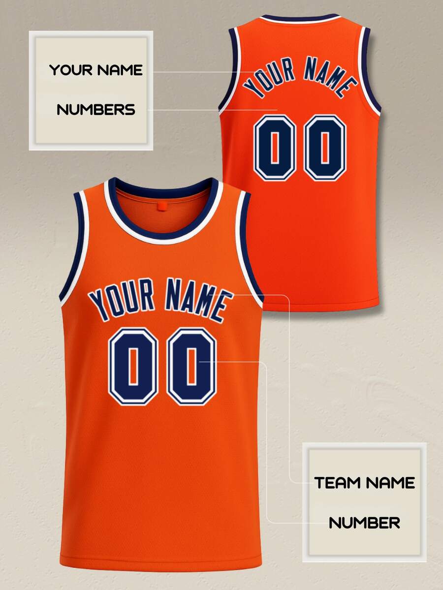 Custom Men's & Teen Reversible Basketball Jersey Sports Performance Shirt Personalized Team Name & Number Custom Tank Top - Burnt Orange - View 1