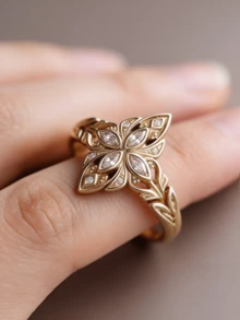 1pc Elegant & Exquisite Bohemian Style Women's Engagement Ring With Cubic Zirconia Rhombus Pattern Copper Ring, Perfect Gift For Banquet, Promise, Wedding, Anniversary, Daily Wear, Party, Christmas, Mother's Day - Ring - View 3