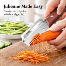 Two Pieces Heavy-Duty Stainless Steel Peeler And Slicer Set, With Wooden Handles And Straight Blade Design. Suitable For Sugarcane, Fruits, And Vegetables. A Versatile And Durable Peeling Tool And Vegetable Slicer, Ideal For Parties And Picnics. - Multicolor - View 8