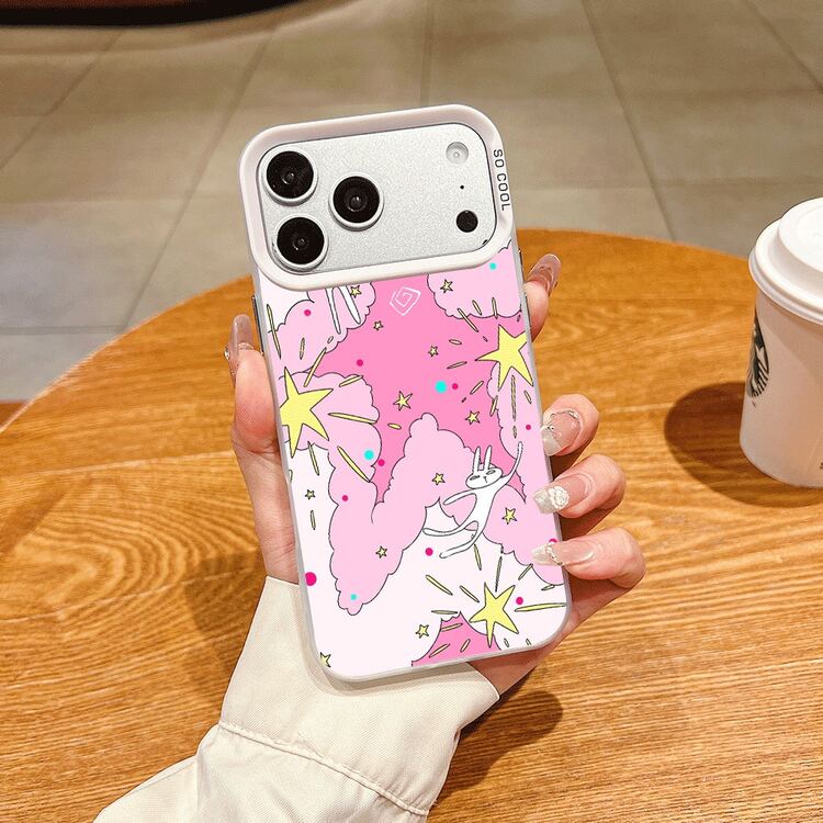 うさぎ 星 雲 ピンクケース,プレゼント用・自分用両方に大活躍！,感あふれるキュートスマホケース - ホワイト - 見る 42