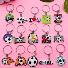 8/15 piezas Llaveros de fútbol lindos, decoraciones planas 2D para mochilas, colgantes de PVC exquisitos para mochilas, regalos ideales para accesorios de adorno de mochila - Multicolor - Ver 9