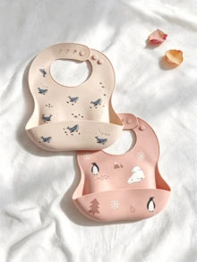 1/2 peças Babas de Silicone para Bebé - Macias, Ajustáveis, Resistentes a Fervura, Portáteis, Design de Animal de Desenho Animado, Adequadas para Uso Diário, Passeios e Alimentação - Multicolorido - Ver 13