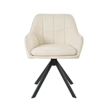 Goeurvant Modern Grid-Stitched Upholstered 360° Swivel Dining Chairs With Armrests And Removable Cushion For Dining Room, Living Room, Office - Set Of 2 / Set Of 4 / Set Of 6--Cream-Chenille - 奶油 - 查看 6