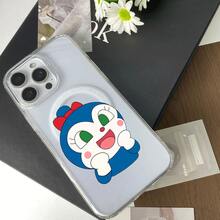 ドラミ アニメキャラクター ボールヘッド 赤いリボン 青い服ケース,プレゼント用・自分用両方に大活躍！,感あふれるキュートスマホケース - クリア - チェックする 3