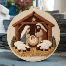 1 Set Beginner Handmade DIY Embroidery Kit, 20x20cm/7.9x7.9in, Jesus Theme, Includes Embroidery Fabric, User Manual, Embroidery Hoop, Needle And Thread, Suitable For Holiday Gifts, Home Decor, Office Handmade Art, Gift For Friends Or Family - A - View 5