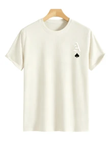 Manfinity Men's T-Shirt With Poker Print. - 杏色 - 查看 2