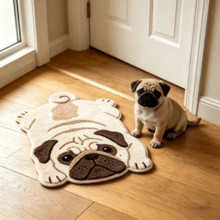 1pc Pug Shaped Area Rug, Pink Bedroom Decor, Small Rug, Carpet, Home Decor, Living Room Rug, Living Room Small Rug, Bedroom Rug, Living Room Home Decor, Outdoor Rug, Washable Rug - Multicolor 5 - View 2