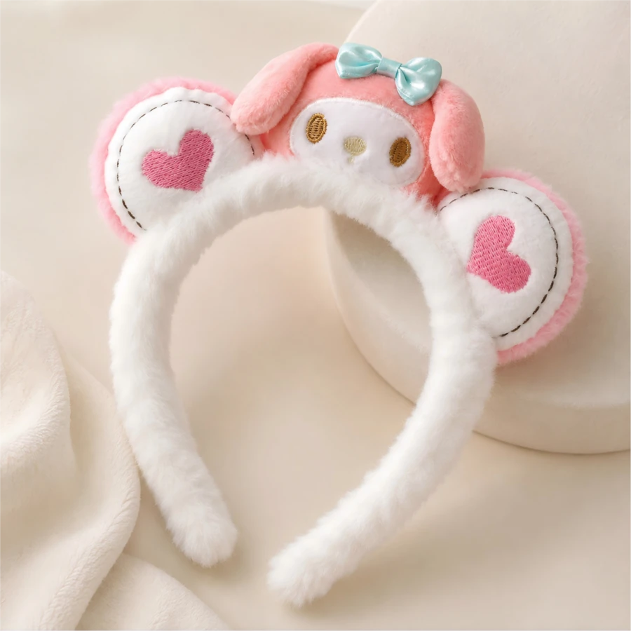 MINISO Sanrio My Melody 1入 粉色絨毛 SPA 髮帶 可愛柔軟洗臉化妝髮圈 護膚美容日常用 - 白色 - 查看 1