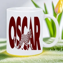 Ceramic Mug With  Print Design And Stylized Lettering For Office Desk Decoration. - White - View 5