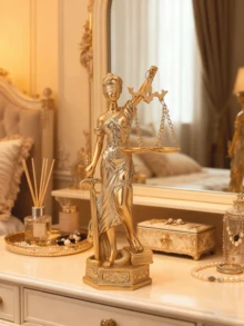 Lady Justice Statue, Single Gold-Finish Themis Figurine With Scales, Sword And Blindfold, Legal Office Desk Decor For Law Firm, Home Study, Bookshelf, Courtroom And Gift For Lawyers And Law Students - 1PC - View 5