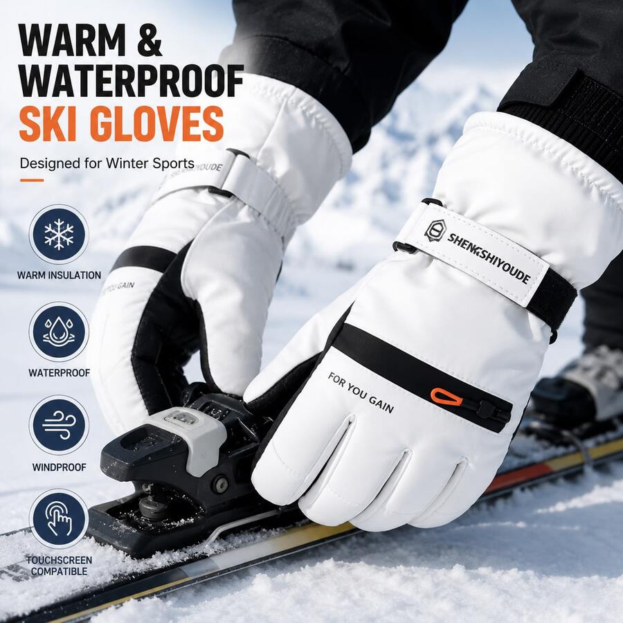 Winter Outdoor Warm Gloves, Thickened Cold-Proof And Wind-Proof Design, Water-Repellent Fabric Comfortable And Durable, Touchscreen Sensitive For Easy Operation, Suitable For Skiing, Cycling, Running, Hiking And Daily Outings - Multicolor - View 1