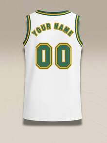 Camiseta de baloncesto reversible personalizada para hombres & adolescentes, camiseta de alto rendimiento deportivo con nombre & número de equipo personalizados, camiseta sin mangas personalizada - Blanco - Ver 3