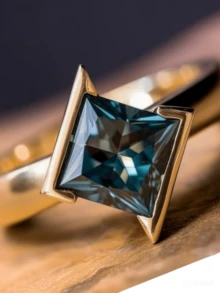 Elegant Luxury Engagement Copper Ring Set With Large Blue Princess Cut Cubic Zirconia, High Quality Ring, Symbol Of Elegance And Nobility, Suitable For Daily Wear, Holiday Gifts, Party Accessories, Holiday Gifts, Fine Carving, Women's Fashion - Ring - View 2