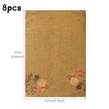 復古花卉文具紙，古風牛皮紙書寫紙，用於信件和剪貼簿的裝飾紙 - A - 查看 12
