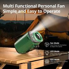 W&O Protable Cooling Neck Fan | Waist Fan | Desk Fan - 18000RPM Powerful Brushless Motor, Four Speed Adjustment, Large Capacity Ultra Long Rechargeable Battery, LED Light Power Display, LED Flashlight - Camping Gear And Equipment, Heat Relief - trái cam - Xem 10