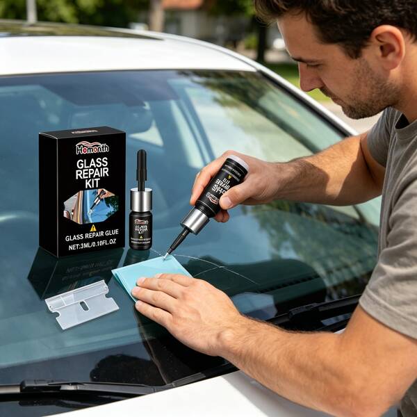 Homonth 1 Set Windshield Repair Kit, UV Resin Car Glass Crack & Scratch Filler, Quick 5-Min Sunlight Cure, Portable Auto Windshield Restoration Tool For Chips & Cracks, DIY Car Care For Cars, Trucks, SUVs,Father's Day Gift ,Quick Ship Items,Free Shipping