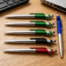 Creative Rotating Plastic Colorful Lacquer Barrel Ballpoint Pen With Phone Stand, Practical Oil-Based Pen, Business Exhibition Souvenir Gift Pen, Multi-Color Barrel Office Writing Signature Pen - Multicolor - View 6