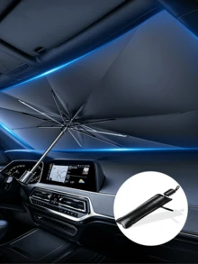 1pc Car Front Windshield Sun Shade, Reflects UV Rays, Protects Dashboard From Sun Exposure, Foldable, Suitable For SUV, Off-Road Vehicle, Truck And Other Car Models - A - View 4