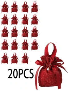 10pcs Ditsy Floral Pattern Gift Bags, Pink Canvas Gift Bags With Handles, Tea Party Favor Bags, Mini Drawstring Candy Gift Bags, Suitable For Bridal Shower, Birthday, Wedding And Other Occasions - Multicolor - View 20