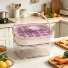 This One-Piece Ice Cube Tray Is Specially Designed For Homemade Ice Cubes, With Large Capacity, Very Suitable For Small Refrigerators, And Comes With A Lid. This Double-Layer Ice Storage Container Allows For Combined Storage. - Multicolor - View 6