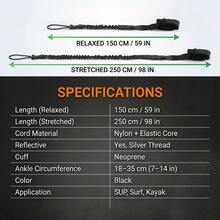 SUP Board Leash Coil Safety Cord Adjustable 150-250CM Surfboard Ankle Leash With Reflective Thread & Neoprene Cuff Waterproof Paddleboard Accessory - Multicolor - View 9