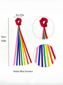 1pc Pride Rainbow Ribbon Hair Scrunchie, Cute Flowing Tassel Wristband, Long Tassel Ponytail Holder, Wrist Strap, Suitable For Pride Month, Birthday Party, Dance Performance, Halloween Cosplay, Carnival Costume - Multicolor - View 3
