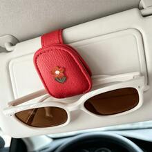 Fashionable Eyeglass Holder Clip, Embroidered Floral Design, Creative Car Visor Clip, Multi-Functional Ticket Clip, Bill And Card Organizer, Car Interior Eyewear Storage, Fun Decorative Accessory, Convenient Eyeglass Holder, Elegant Car Accessory, Summer Travel Essential - Multiple Styles - View 7