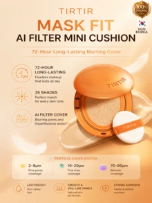 TIRTIR [*Mini Size*] Mask Fit Ai Filter Cushion Foundation 4.5g | AI-Like Semi-Matte Finish - Up To 72-Hour Medium To Full Coverage Korean BB Cushion Make Up Beauty, #27C Cool Beige - 27C 冷米色 - 查看 1