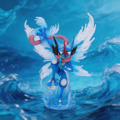 Figura de Greninja, PM, Poké, Figura de estilo divertido de la serie de televisión de fantasía de anime, Mercancía de anime, Regalo de mercancía de anime para el cumpleaños de amigos, Estatua de personaje de anime apasionado, Ornamento de escritorio, Ornamento de host de PC, Colección de figuras, Regalo de vacaciones, Pequeño regalo, Coleccionable
