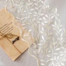 1片波希米亞風精緻刺繡透視小窗簾，珠飾設計，桿套懸掛，適用於花園、鄉村風、客廳、臥室、陽台、廚房、窗戶裝飾等 - 米 - 查看 10