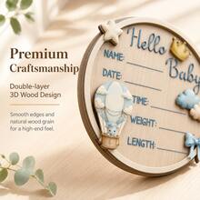 Hello World Wooden Baby Birth Announcement Sign, Suitable For Hospital, Name Date Time Weight Length Board, Baby Room Photo Prop - Multicolor - View 5