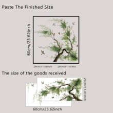 2pcs/Set Watercolor Tree Branch Wall Decals, Large Weeping Willow Green Leaves & Birds, Peel And Stick Stickers, Living Room Bedroom Background Decoration - Willow Leaf Wall Stickers - View 2