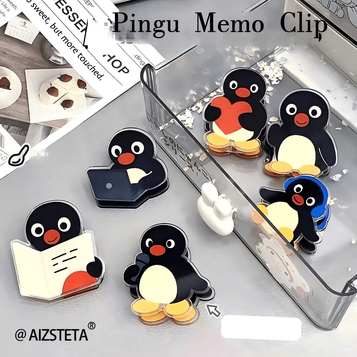 3pcs/1pc Cute Penguin Acrylic Memo Clip, Adorable Practical Stationery, Suitable For Daily Storage (Random Style)