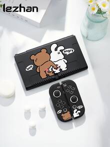 Nuevo accesorio para consola de juegos Switch 2 (2025), 1 pieza funda protectora con estampado de pareja de animales de dibujos animados, compatible con Switch 2, Switch NS/Switch OLED/Lite, accesorio para consola de juegos Switch, bolsa de almacenamiento, funda protectora Switch, regalo romántico para jugadores de Switch - Multicolor - Ver 2