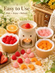 10pcs/Bucket Fruit Shaped Soy Wax Melts, Scented Wax Cubes For Wax Warmer And Candle Warmer Lamp, Strawberry Orange Style Home Fragrance, Summer Picnic Decor, Room Decor, Fall Decor, Birthday Gift, Summer Gift, Gifts For Women - B - View 11