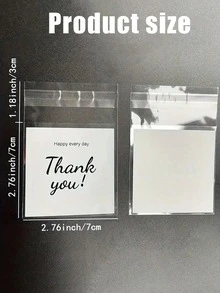 1000個/100個/1個，多種尺寸，半透明，「Happy Every Day」印花，感謝信袋，珠寶項鍊耳環小物品收納袋，自黏封口袋，防塵、耐磨、抗氧化OPP包裝袋，適用於日常、派對和居家使用 - 白色 - 查看 7