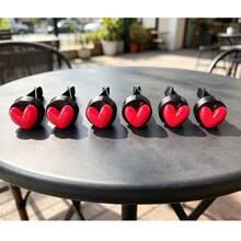 6pcs/12pcs Solid Color Heart Shaped Car Air Vent Clip Decorations, DIY Resin Jelly Heart V-Shape Car Vent Decor, Car Interior Accessories, Party & Holiday Gifts, No Perfume - A - View 5