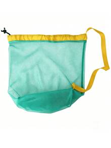 1PC Large Capacity Drawstring Mesh Beach Bag Sand Proof Breathable For Shells Clothes Towel Portable Crossbody For Swimming Vacation Outdoor Travel Storage - Drawstring Style - View 9