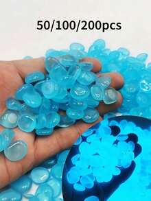 100pcs/Pack Glow-In-The-Dark Blue Stones, Suitable For Aquarium, Fish Tank, Vase Decor, Outdoor Garden And Yard Decoration - Multicolor - View 12