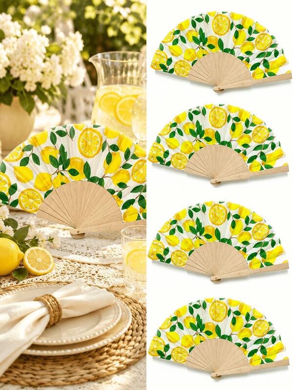 1pc Exquisite Wooden Fabric Hand Folding Fan, Portable Cooling Decorative Fan With A Fresh, Pastoral Style, Perfect For Summer Parties, Family Gatherings, Birthday Celebrations, Assumption Of Mary Celebrations, And Holiday Gifts.