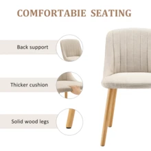 Goeurvant Modern Minimalist Vertical-Stripe Upholstered Dining Chairs With Ergonomic Back & Solid Wood Legs For Living Room, Kitchen, Bedroom - Set Of 2 / Set Of 4 / Set Of 6 - Beige - Màu be - Xem 4