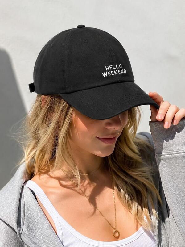 1pc Unisex Hello Weekend Baseball Cap, Minimalist Classic Embroidered Dad Hat, Adjustable, Lightweight, Spring/Summer Casual Street Style