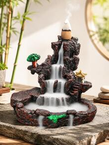 禪意風景瀑布樹脂回流香爐，2款可選，瀑布效果香爐，茶室與書房裝飾，禮品首選 - 流水香爐 - 查看 2