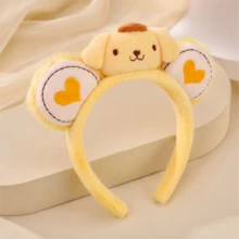 MINISO 三麗鷗 Pompompurin 1入 黃色絨毛 SPA 髮帶 可愛柔軟洗臉化妝髮圈 護膚美容日常用 - 黃色 - 查看 1